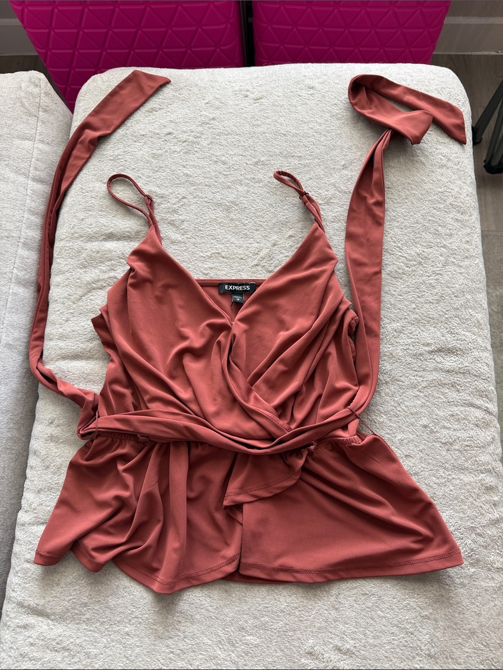 Express Rust Tie-Waist Wrap Camisole
